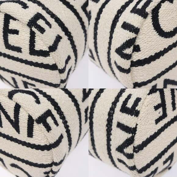 CELINE Teen Drawstring Hand Bag Canvas Leather White Gold - Picture 10 of 12